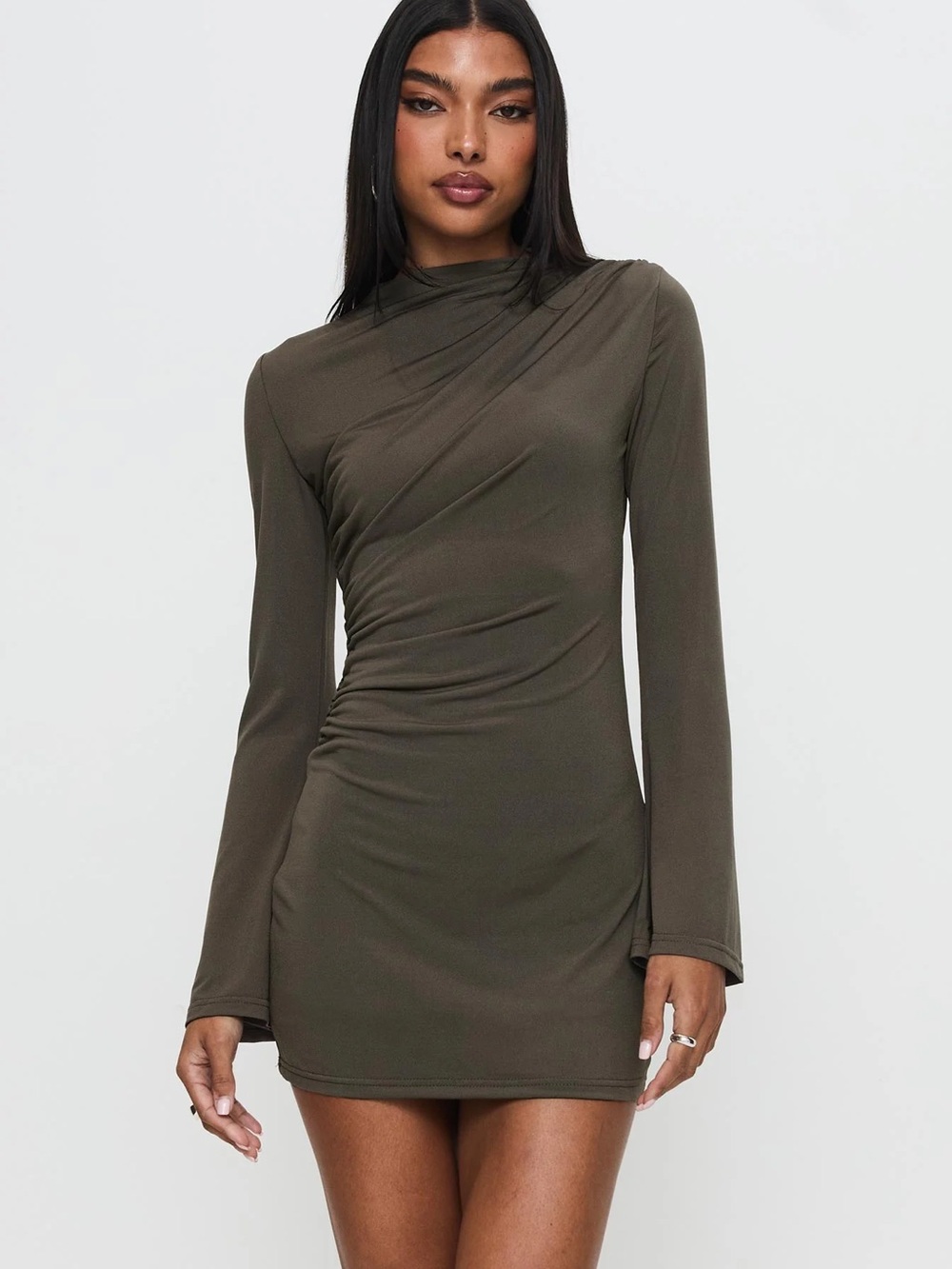 Princess Polly Arte‎ Deco Long Sleeve Dress Mocha Size 4